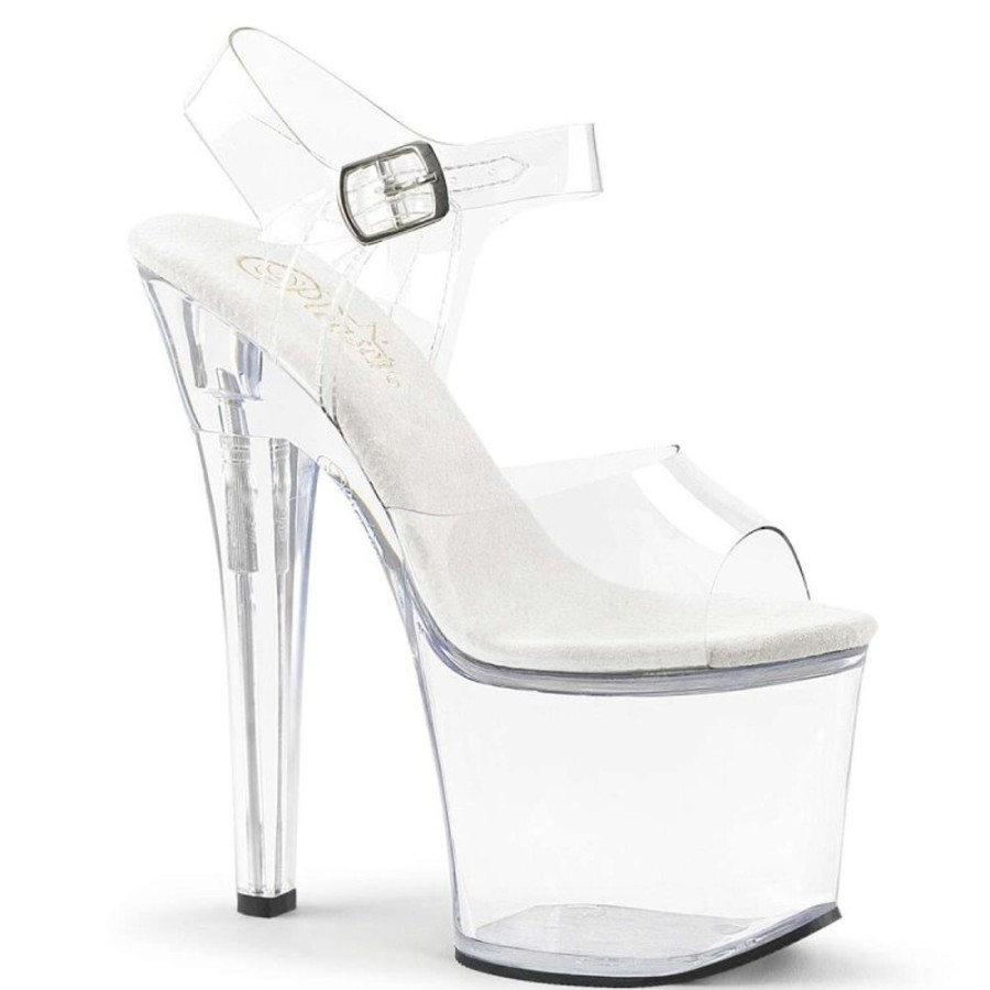 High Heels Pleaser | Pleaser Sandalette Radiant-708 Transparent Silber