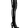 High Heels Pleaser | Pleaser Electra-3023 Overknee Stiefel Lack Schwarz