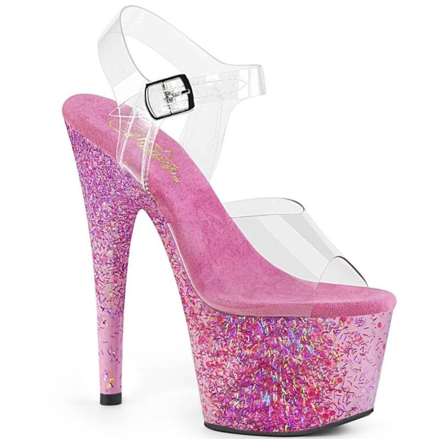 High Heels Pleaser | Pleaser Adore-708Cf Plateau Sandaletten Transparent Pink