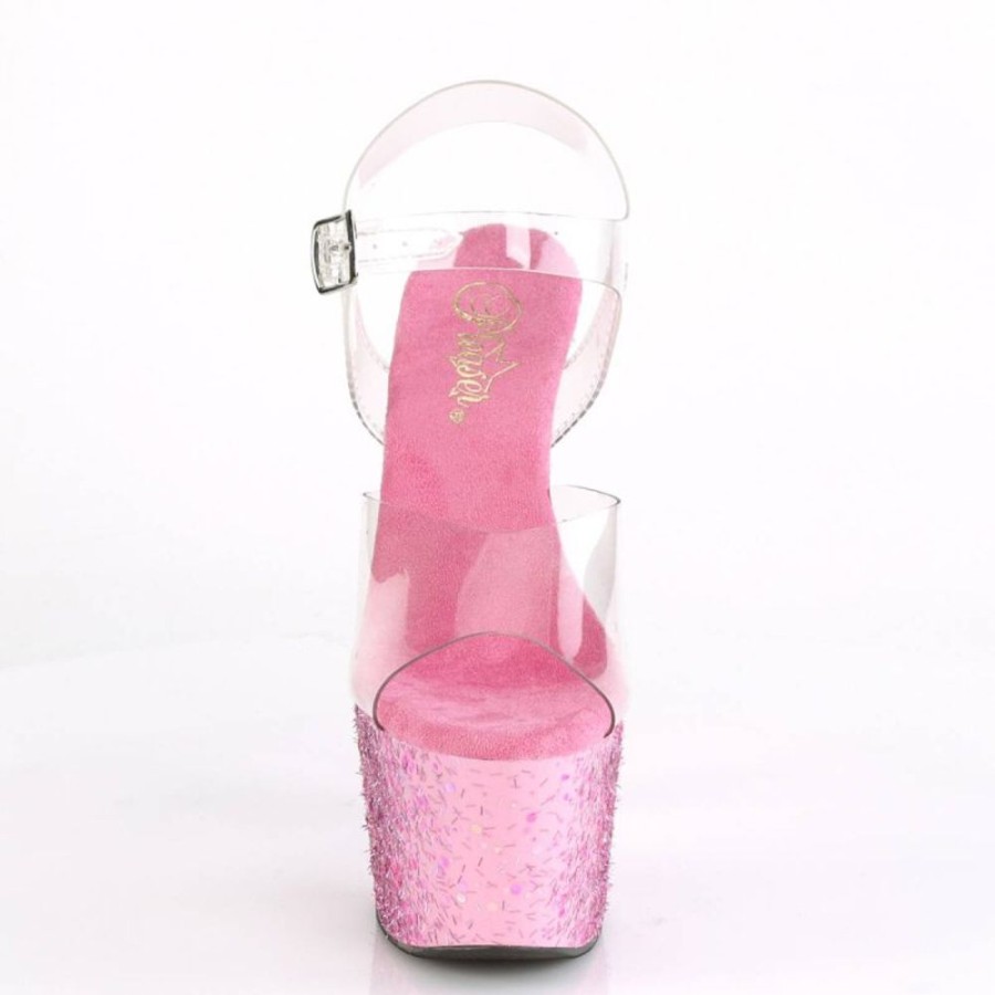 High Heels Pleaser | Pleaser Adore-708Cf Plateau Sandaletten Transparent Pink