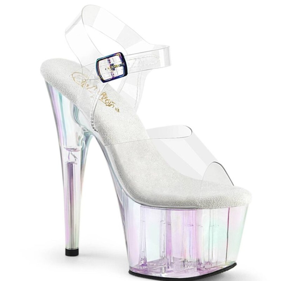 High Heels Pleaser | Pleaser Adore-708Ht Plateau Sandaletten Rauch Transparent