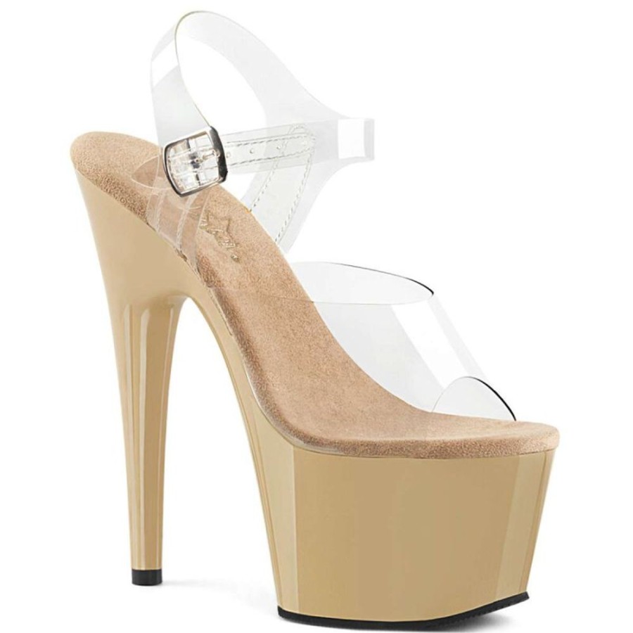 High Heels Pleaser | Pleaser Sandalette Adore-708 Transparent Creme