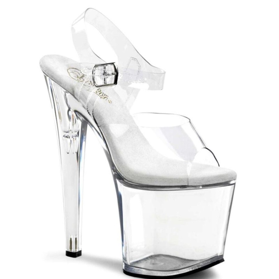 High Heels Pleaser | Pleaser Sandalette Taboo-708 Transparent Silber