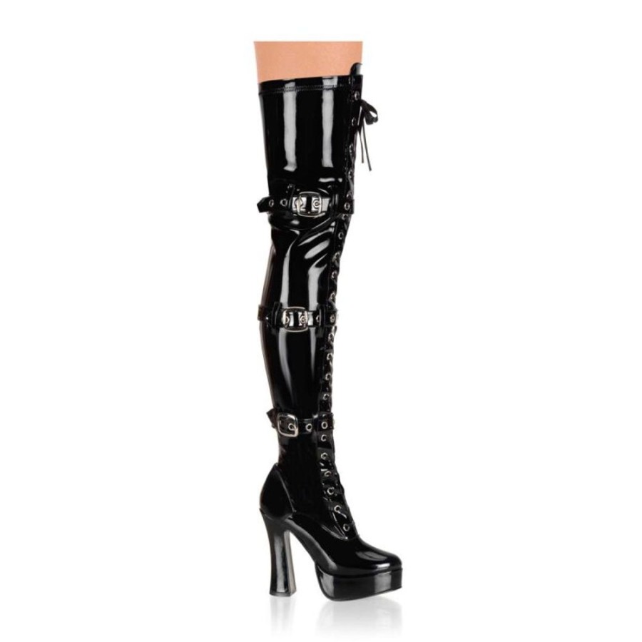 High Heels Pleaser | Pleaser Overknee Stiefel Electra-3028 Schwarz