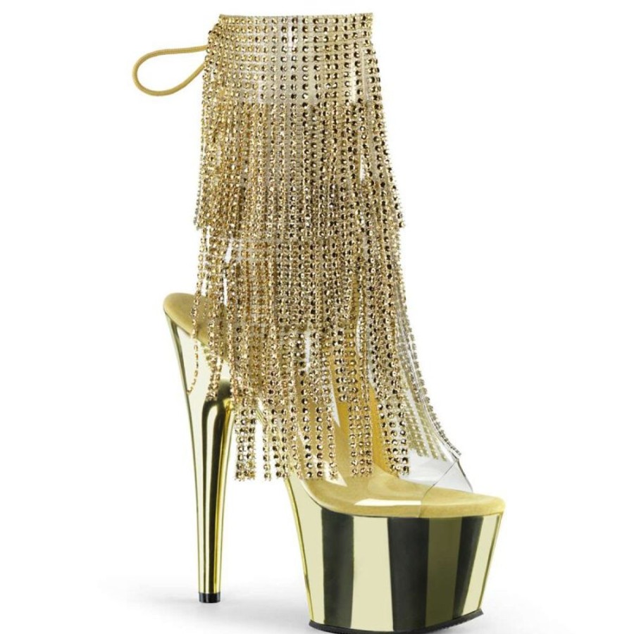 High Heels Pleaser | Pleaser Stiefelette Adore-1017Rsf Gold Chrom Transparent