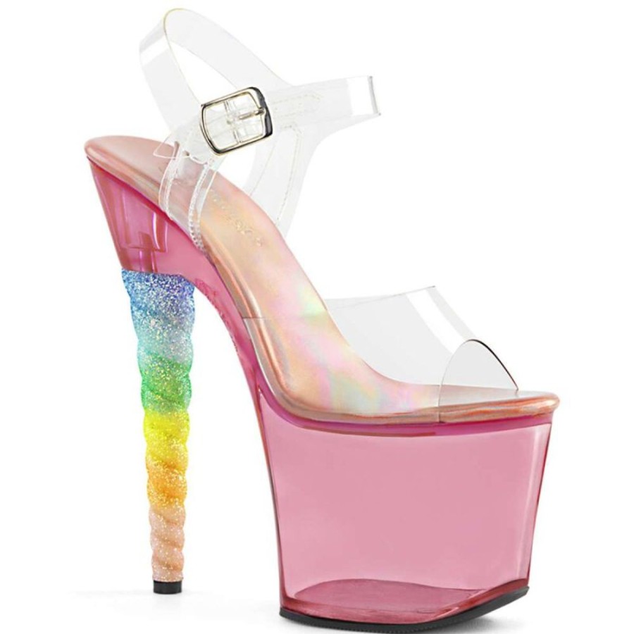 High Heels Pleaser | Pleaser Sandalette Unicorn-708T Transparent Pink-Bunt