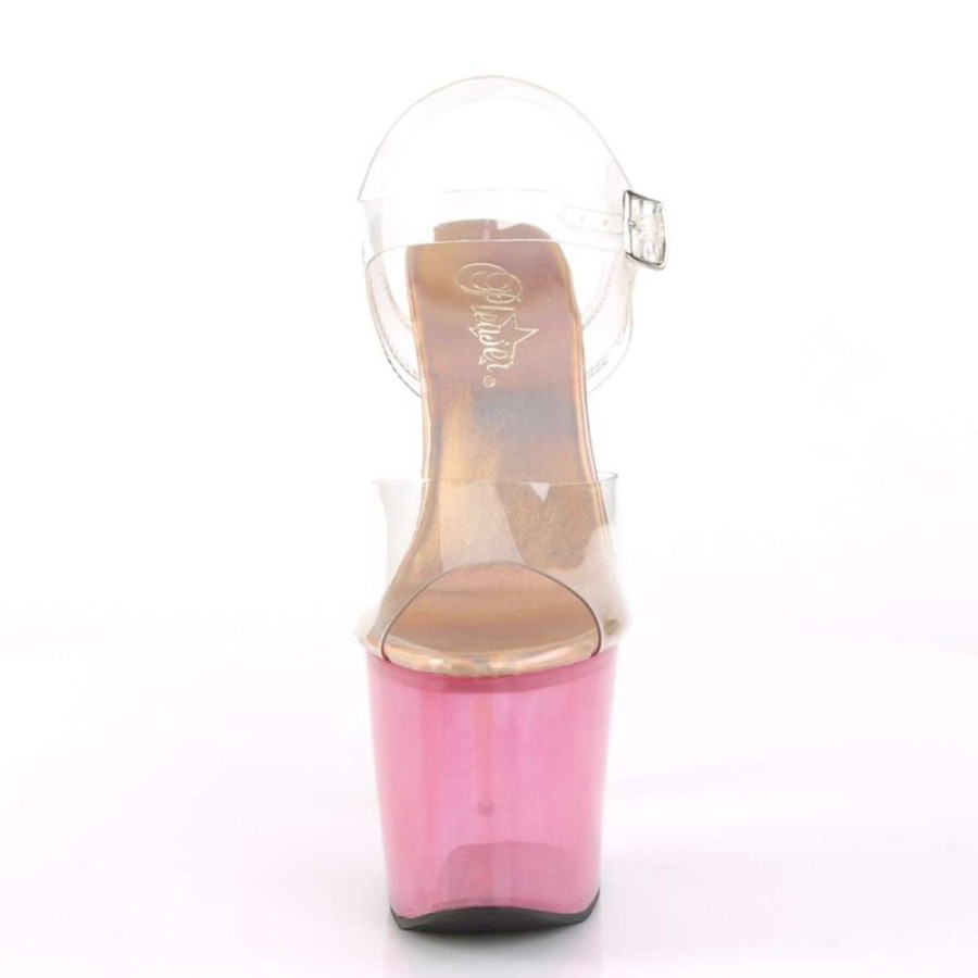 High Heels Pleaser | Pleaser Sandalette Unicorn-708T Transparent Pink-Bunt