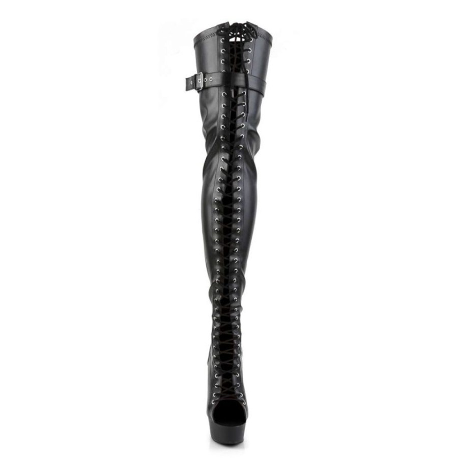 High Heels Pleaser | Pleaser Overknee Stiefel Delight-3025 Schwarz