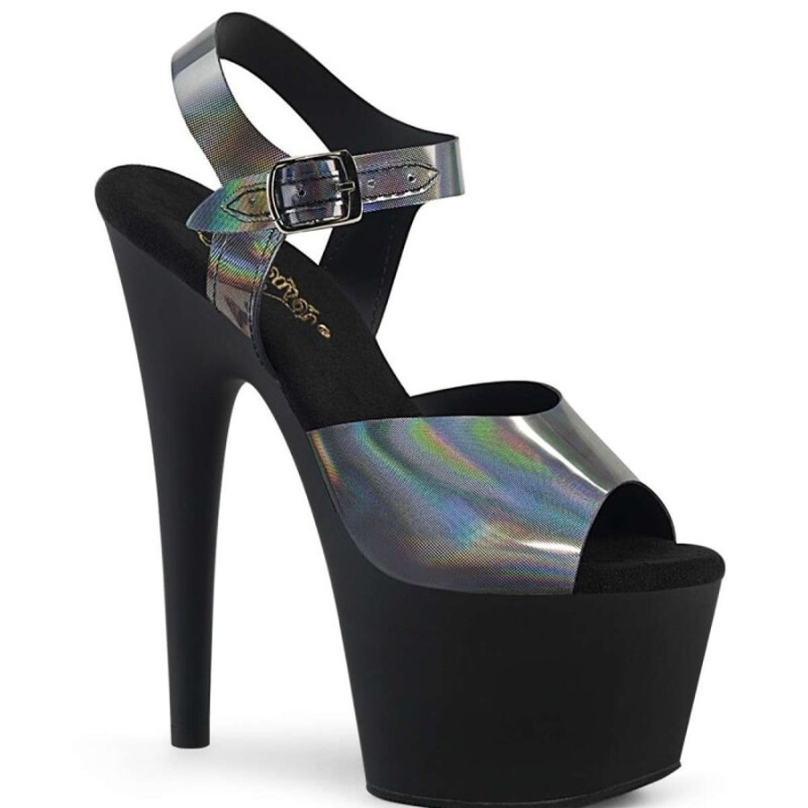 High Heels Pleaser | Pleaser Sandalette Adore-708N-Dt Schwarz Hologram