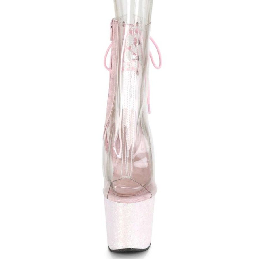 High Heels Pleaser | Pleaser Stiefelette Unicorn-1018C Transparent Silber Multi Glitter