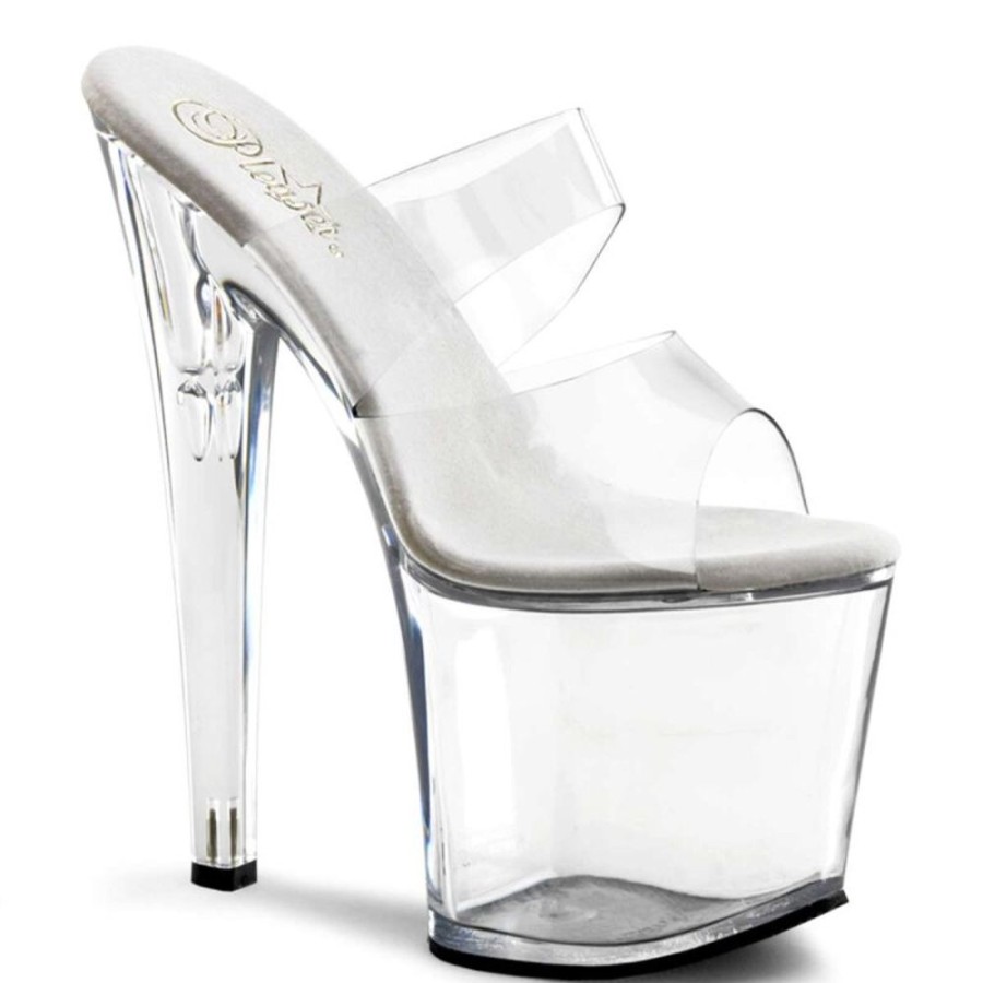 High Heels Pleaser | Pleaser Pantolette Taboo-702 Transparent Silber