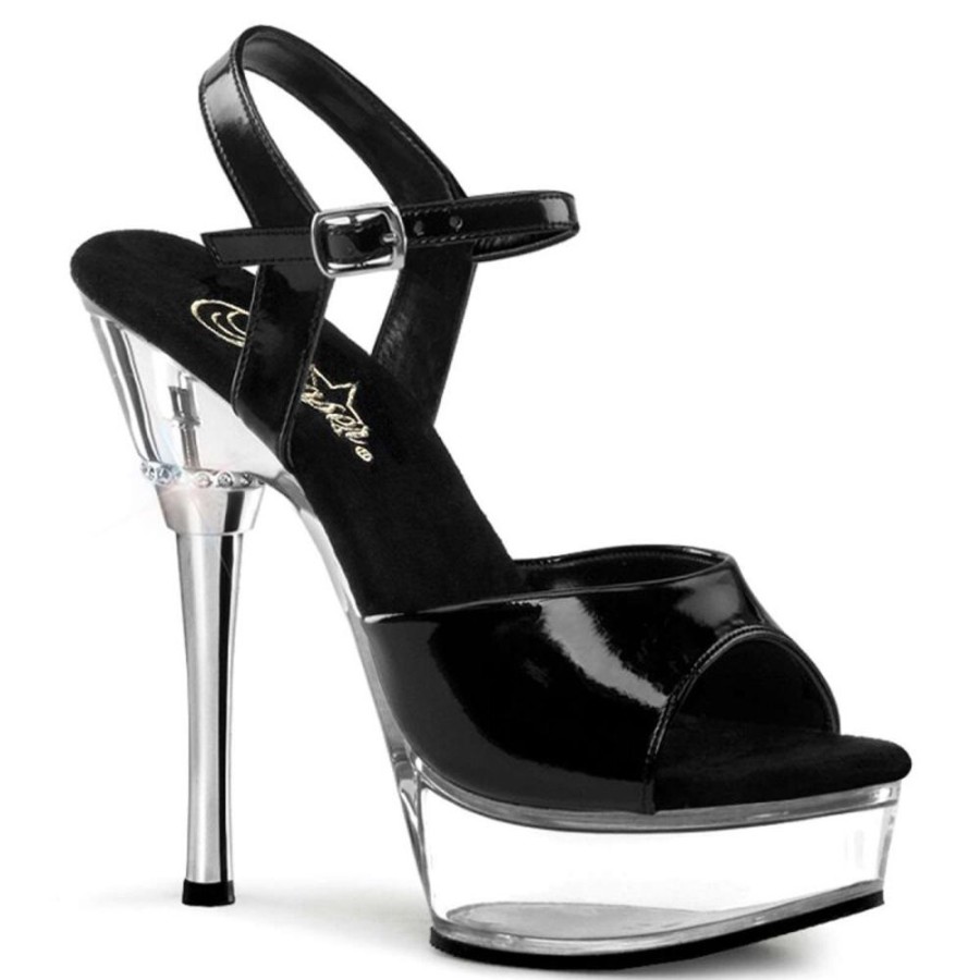 High Heels Pleaser | Pleaser Sandalette Allure-609 Schwarz Transparent