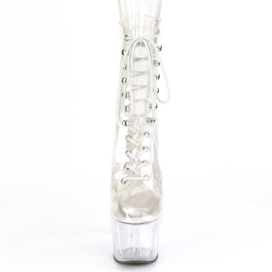 High Heels Pleaser | Pleaser Adore-1020C Plateau Stiefeletten Transparent