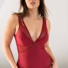 Pole Dance Kleidung Lunalae | Lunalae Bodysuit Isla Mesh Weinrot