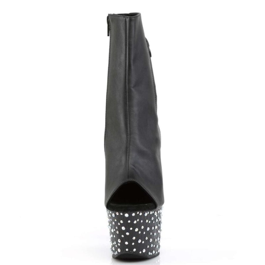 High Heels Pleaser | Pleaser Stiefelette Stardance-1018-7 Schwarz Silber Multi Glitter