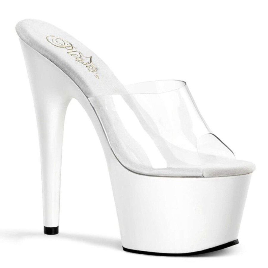 High Heels Pleaser | Pleaser Pantolette Adore-701 Transparent Weis