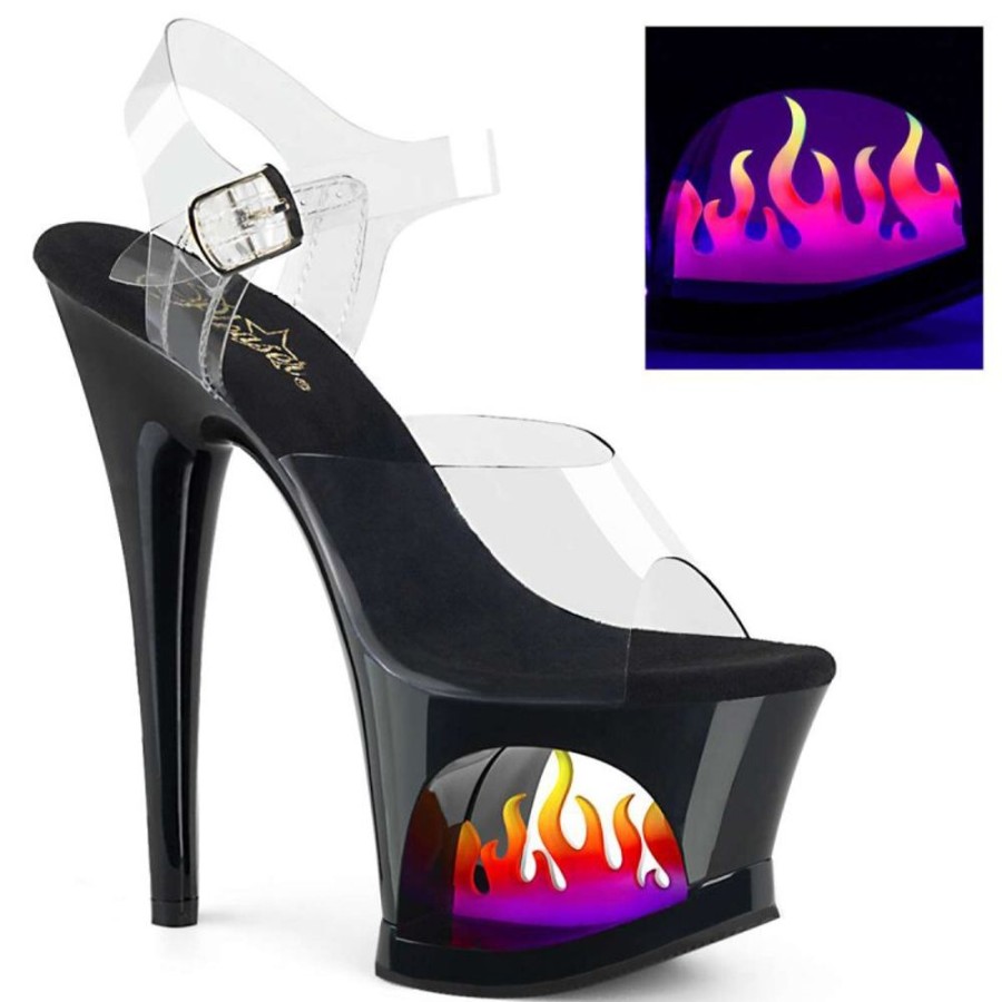 High Heels Pleaser | Pleaser Sandalette Moon-708Flm Transparent Schwarz