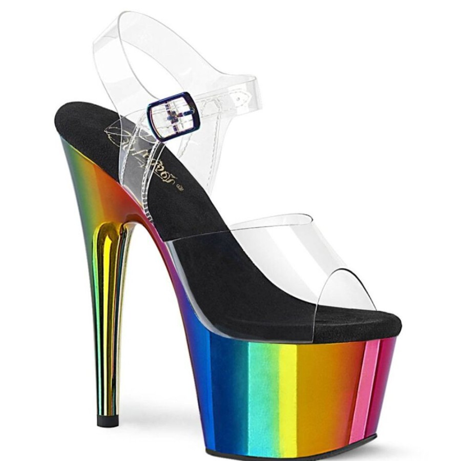 High Heels Pleaser | Pleaser Adore-708Rc Plateau Sandaletten Chrom Transparent Bunt