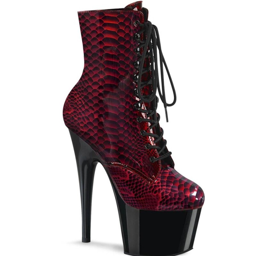 High Heels Pleaser | Pleaser Adore-1020Sp Plateau Stiefeletten Snake Rot