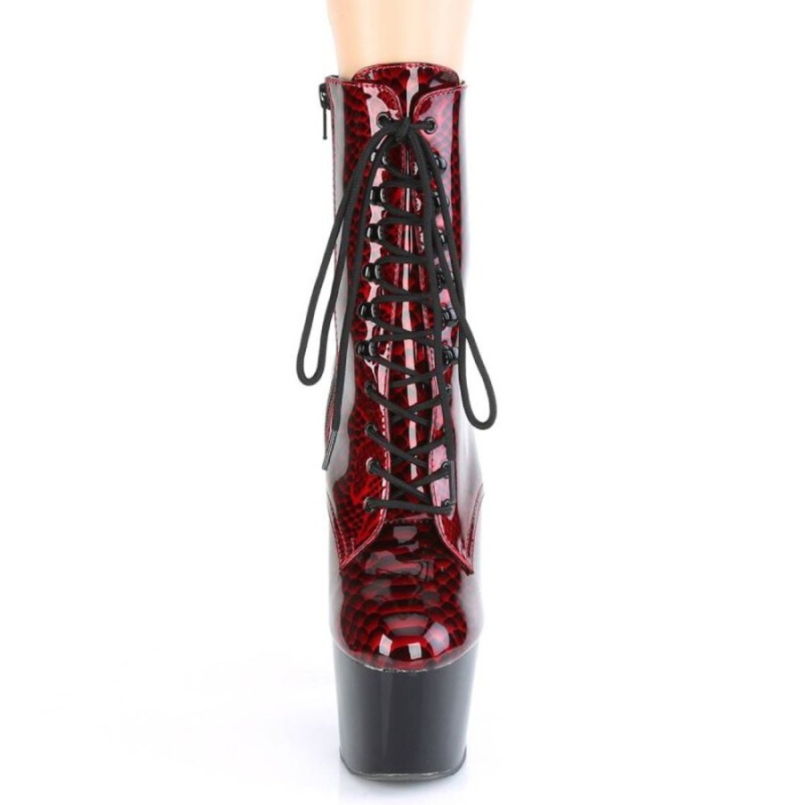 High Heels Pleaser | Pleaser Adore-1020Sp Plateau Stiefeletten Snake Rot