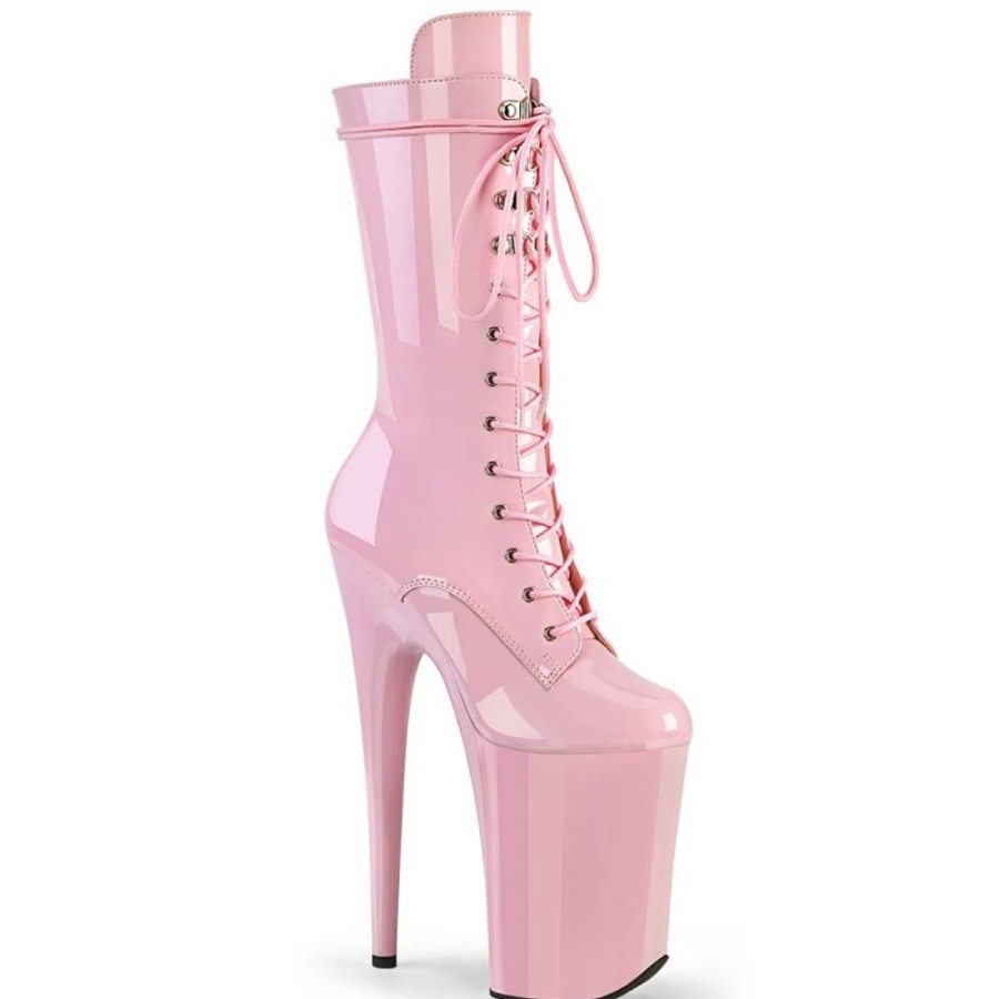 High Heels Pleaser | Pleaser Infinity-1050 Plateau Stiefeletten Lack Rosa