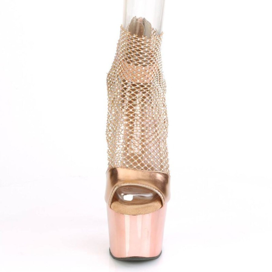 High Heels Pleaser | Pleaser Adore-765Rm Plateau Sandaletten Mesh Chrom Rose-Gold