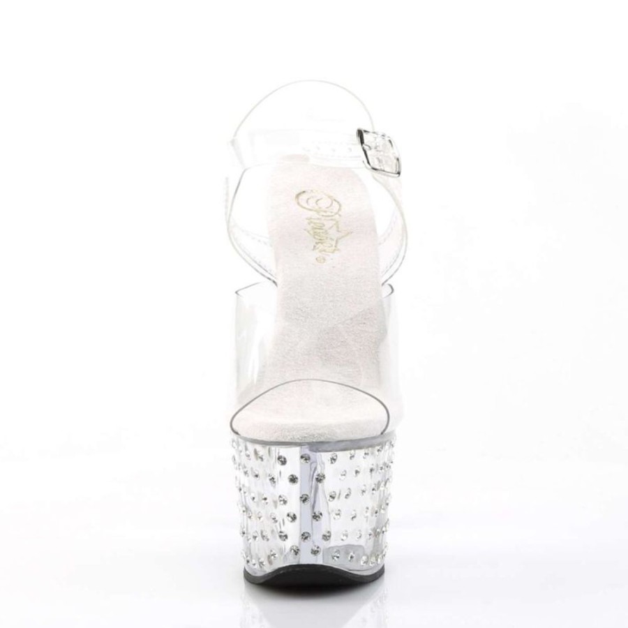 High Heels Pleaser | Pleaser Sandalette Stardust-708 Transparent Silber