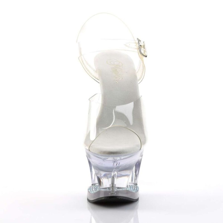 High Heels Pleaser | Pleaser Sandalette Moon-708Dm Transparent Silber