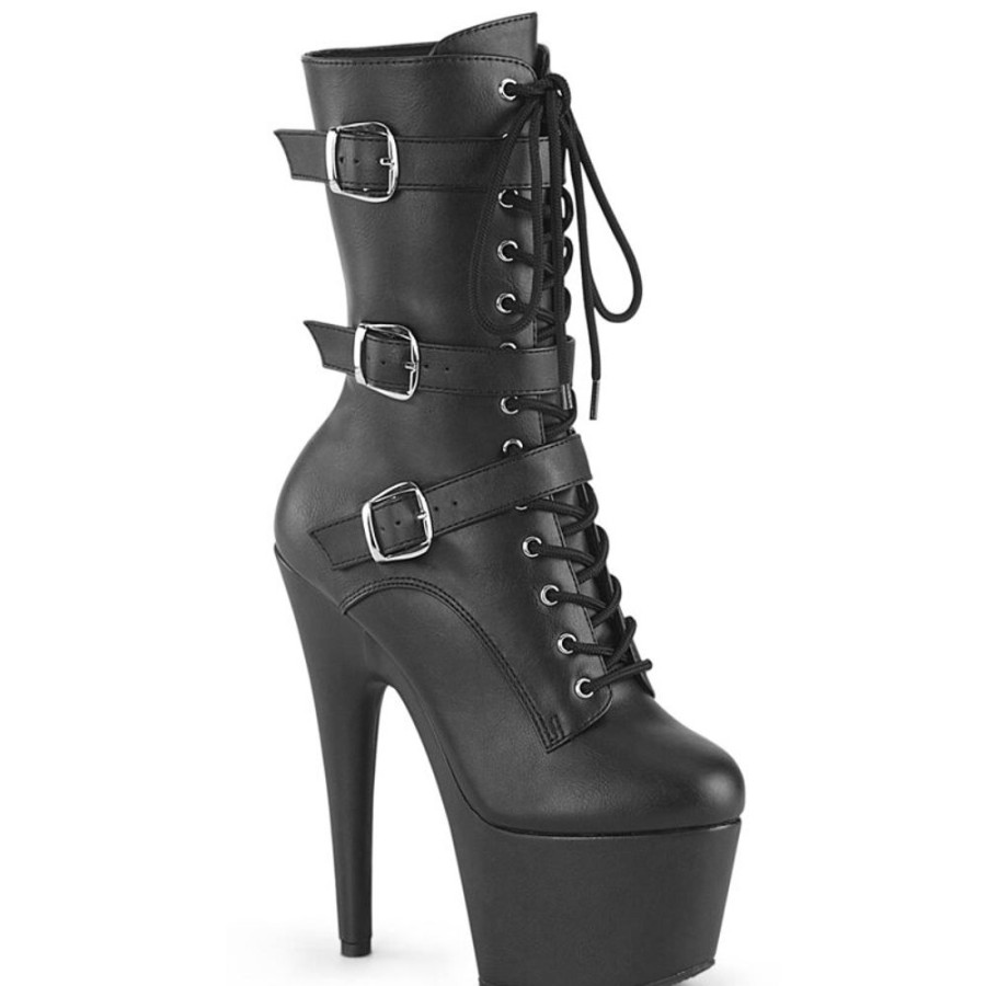 High Heels Pleaser | Pleaser Adore-1043 Plateau Stiefeletten Kunstleder Schwarz