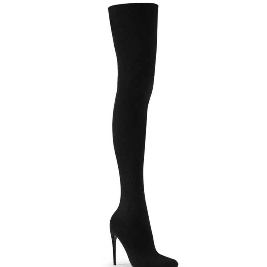 High Heels Pleaser | Pleaser Courtly-3005 Overknee Stiefel Schwarz