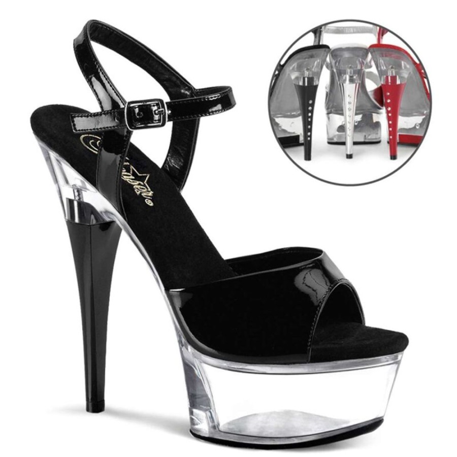 High Heels Pleaser | Pleaser Sandalette Captiva-609 Schwarz Transparent