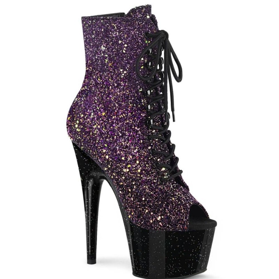 High Heels Pleaser | Pleaser Adore-1021Ombg Plateau Stiefeletten Glitter Lila