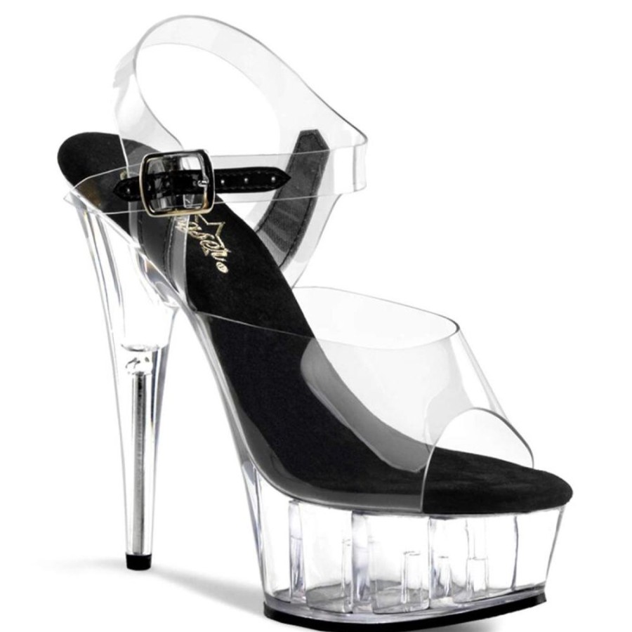 High Heels Pleaser | Pleaser Sandalette Delight-608 Transparent Schwarz