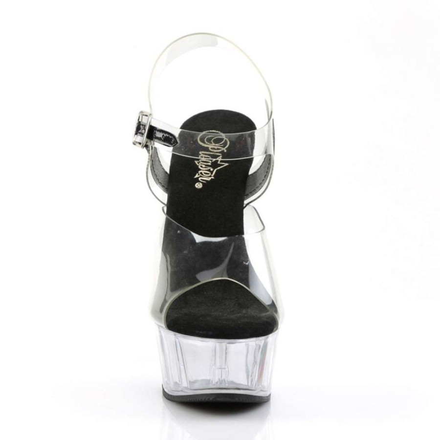 High Heels Pleaser | Pleaser Sandalette Delight-608 Transparent Schwarz