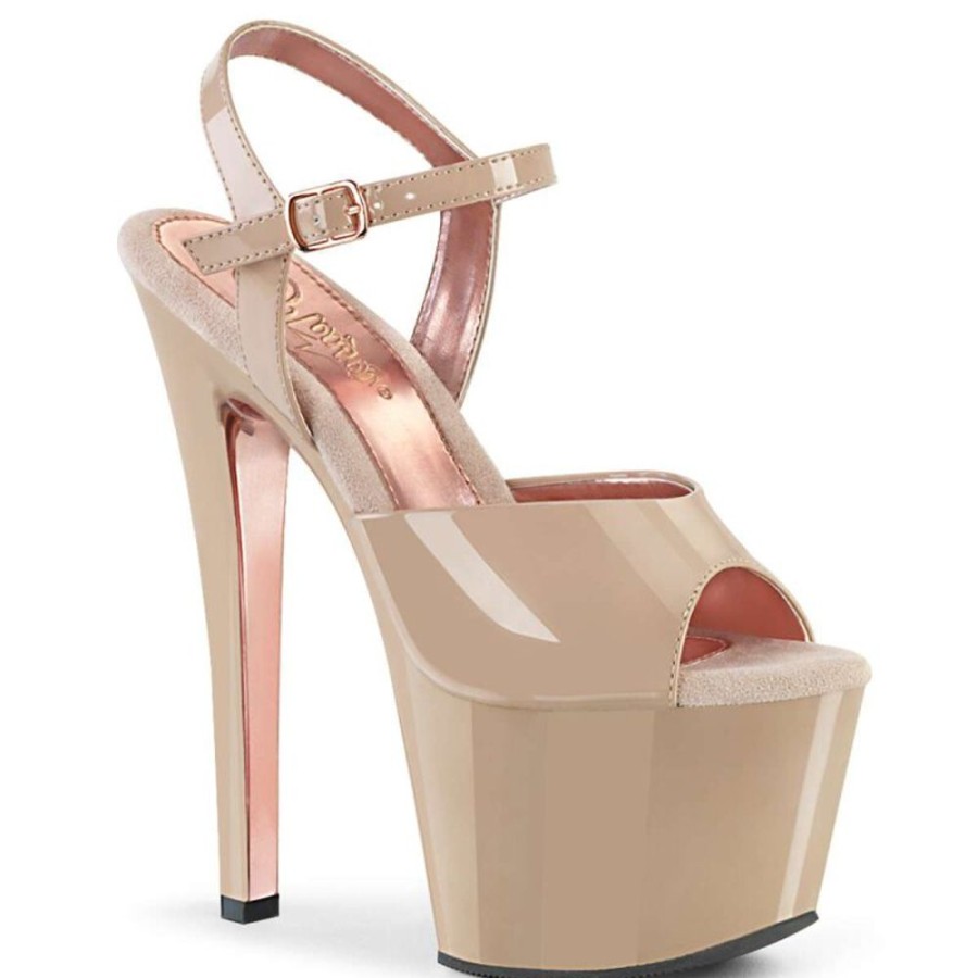 High Heels Pleaser | Pleaser Sandalette Sky-309Tt Nude Rose-Gold Chrom