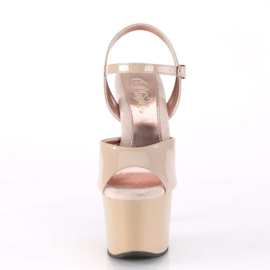 High Heels Pleaser | Pleaser Sandalette Sky-309Tt Nude Rose-Gold Chrom