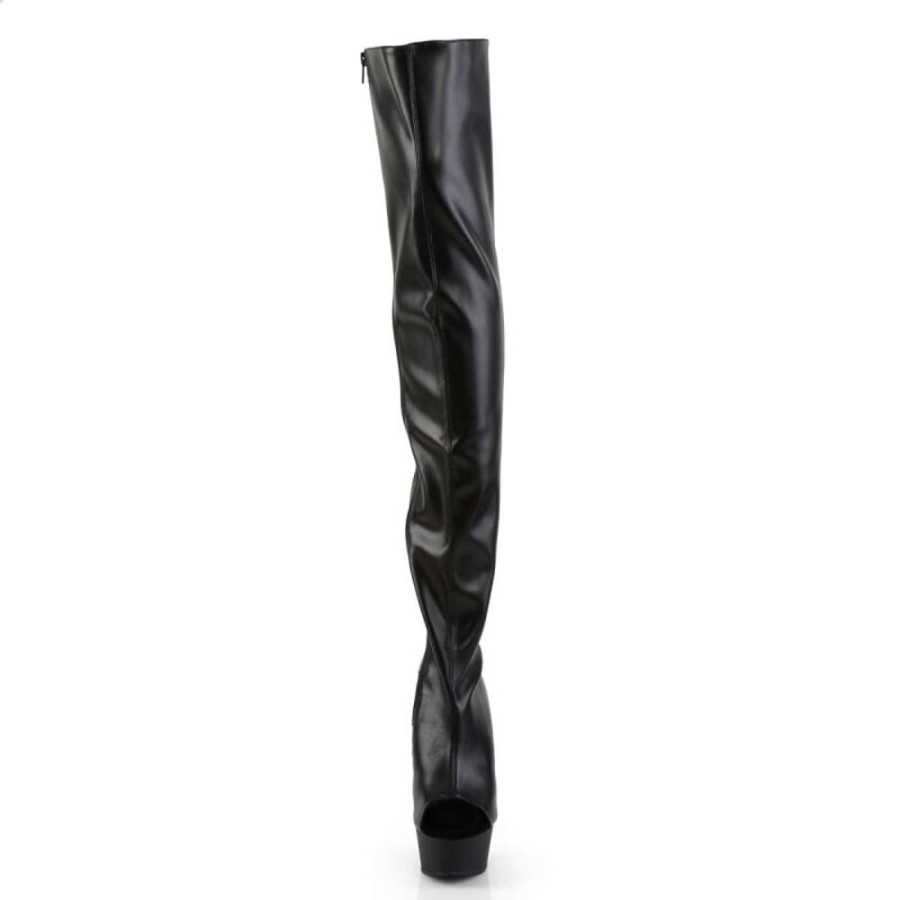 High Heels Pleaser | Pleaser Overknee Stiefel Delight-3017 Schwarz