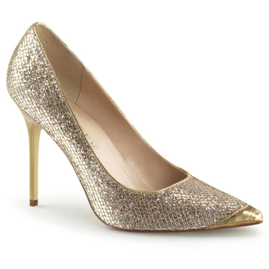 High Heels Pleaser | Pleaser Classique-20 Pumps Glitter Gold