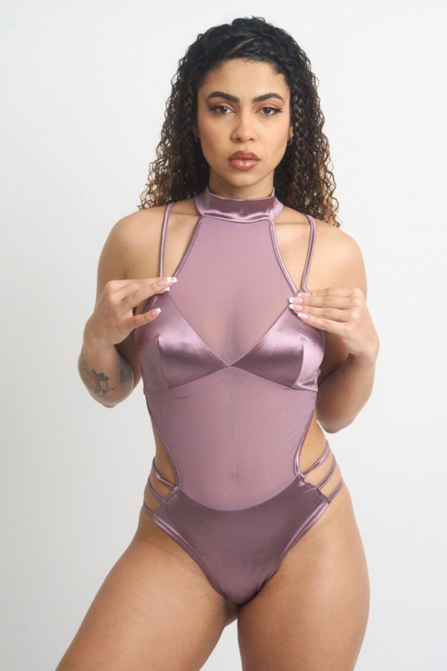 Pole Dance Kleidung Zasha Polewear | Zasha Polewear Bodysuit Sabrina Mauve