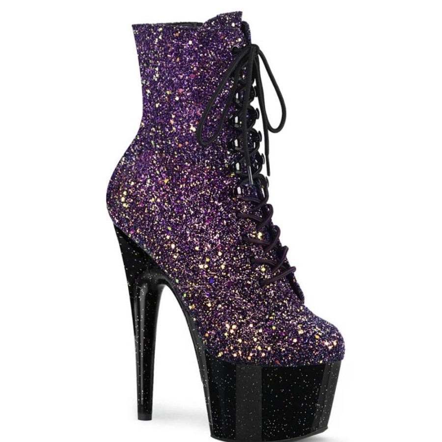 High Heels Pleaser | Pleaser Adore-1020Ombg Plateau Stiefeletten Glitter Bunt Lila