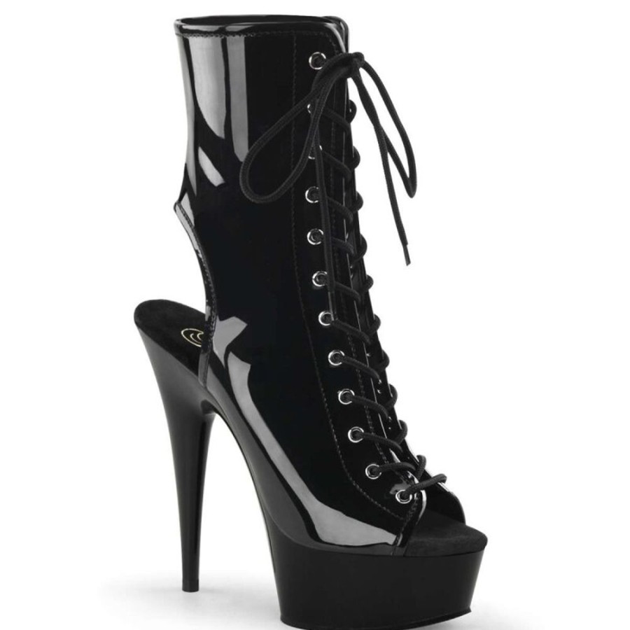 High Heels Pleaser | Pleaser Stiefelette Delight-1016 Schwarz