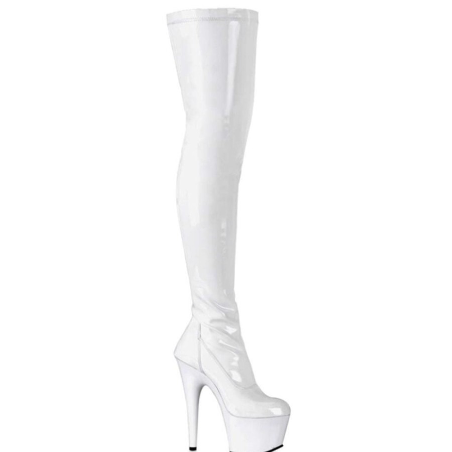 High Heels Pleaser | Pleaser Overknee Stiefel Adore-3000 Weis