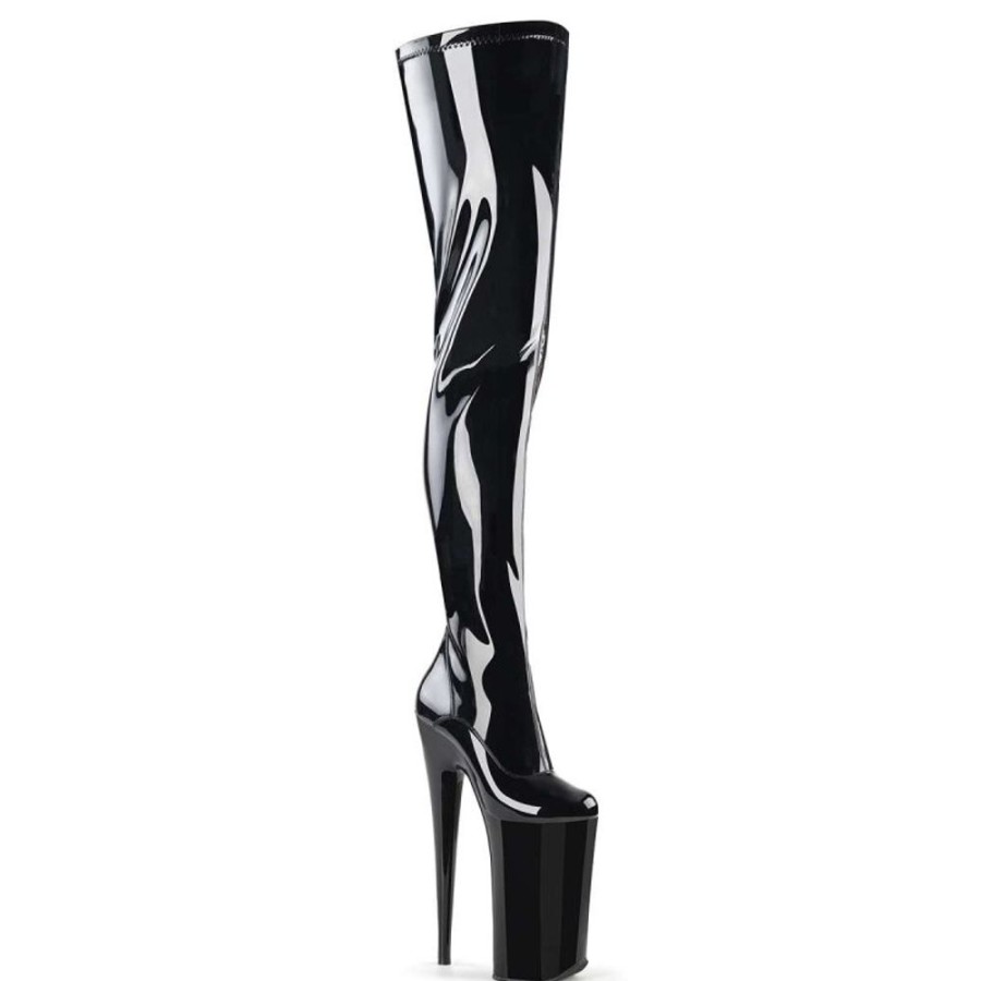 High Heels Pleaser | Pleaser Overknee Stiefel Beyond-4000 Schwarz