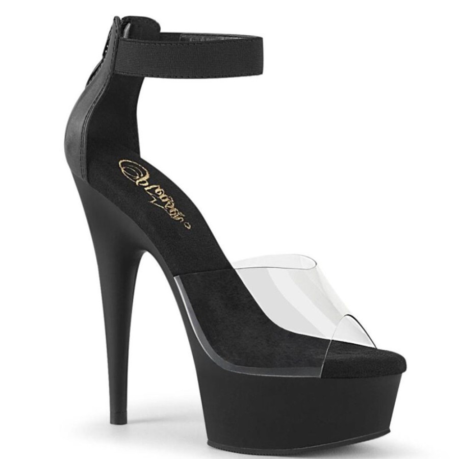 High Heels Pleaser | Pleaser Delight-624 Plateau Sandaletten Transparent Schwarz