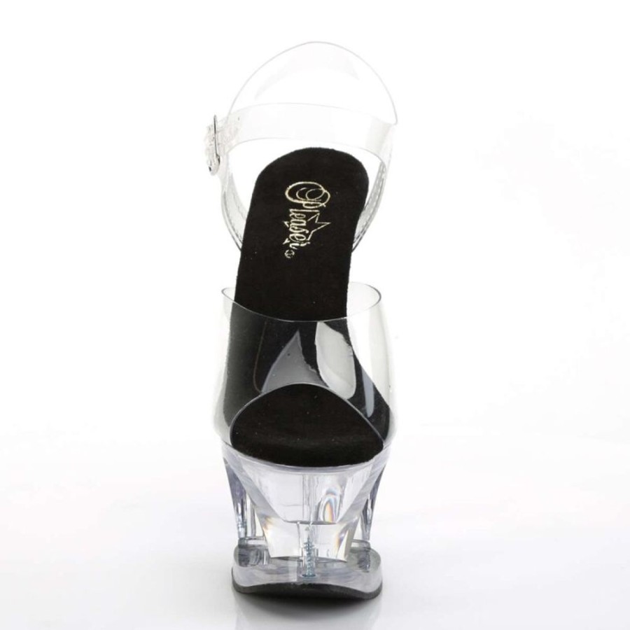 High Heels Pleaser | Pleaser Sandalette Moon-708 Transparent Schwarz