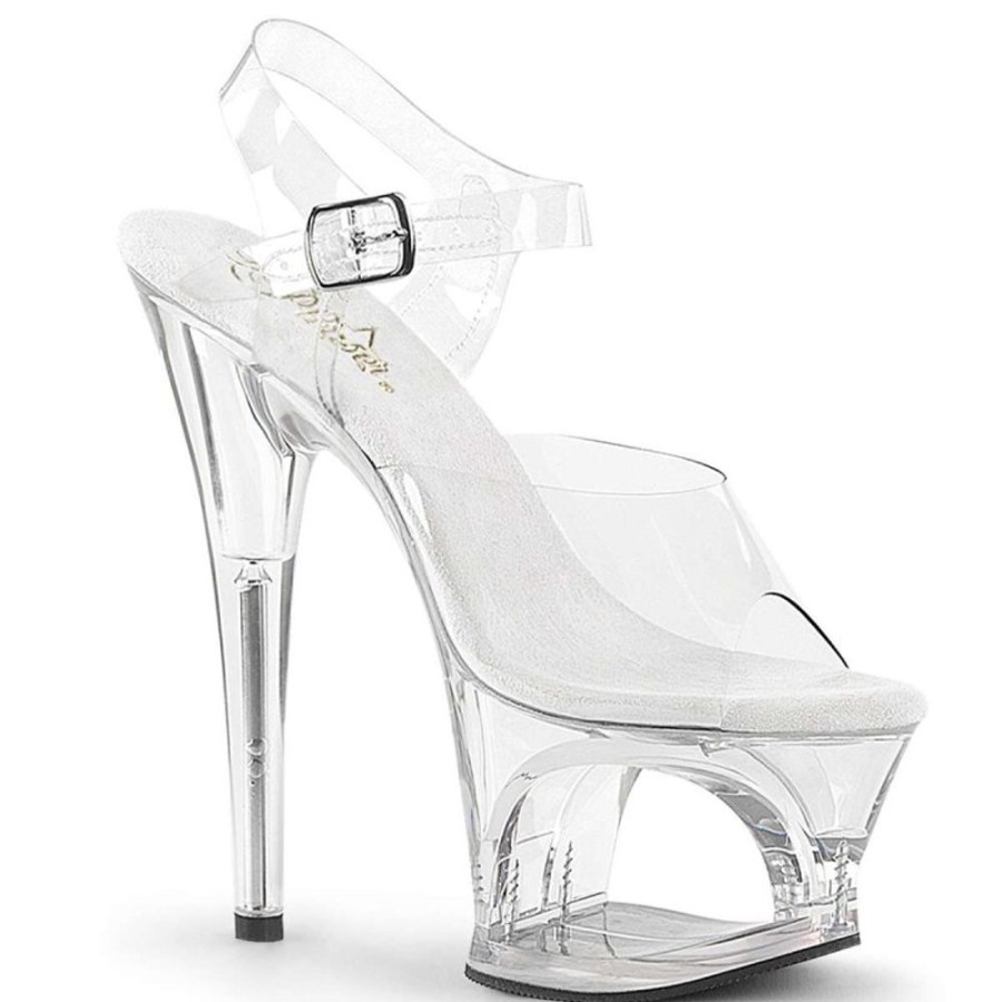 High Heels Pleaser | Pleaser Sandalette Moon-708 Transparent Silber