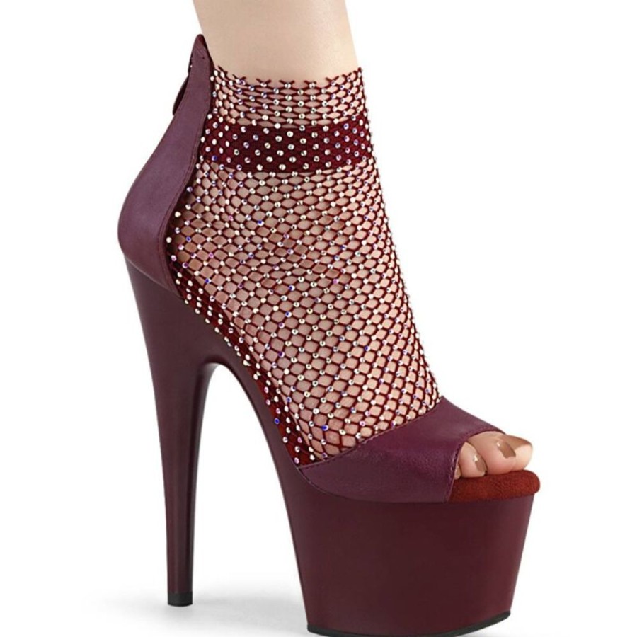 High Heels Pleaser | Pleaser Adore-765Rm Plateau Sandaletten Mesh Leder Rot