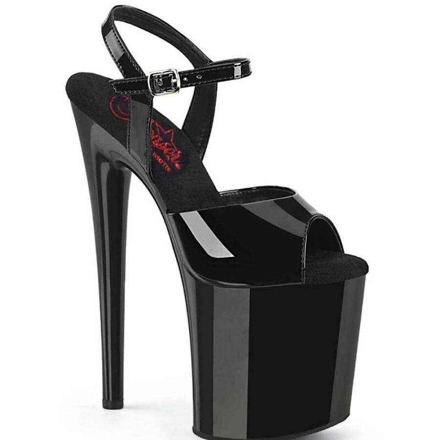 High Heels Pleaser | Pleaser Naughty-809 Plateau Sandaletten Lack Schwarz