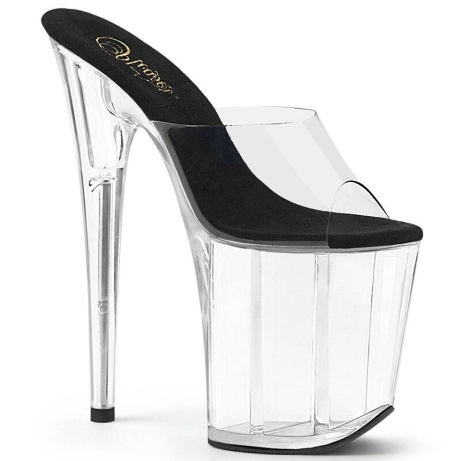 High Heels Pleaser | Pleaser Flamingo-801 Plateau Pantoletten Transparent