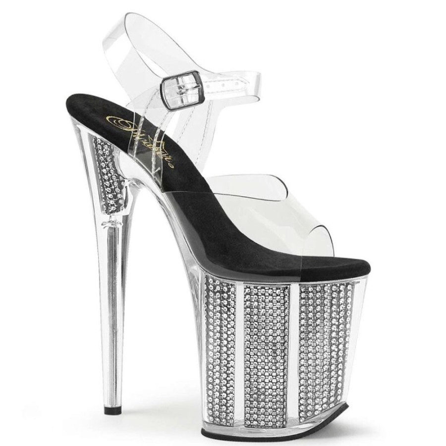 High Heels Pleaser | Pleaser Sandalette Flamingo-808Srs Transparent Silber